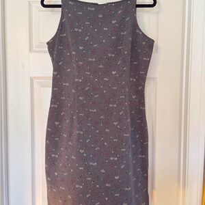 No Boundaries Gray Midi Dress with Red Patterns